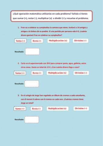 ¿Qué operación es la más adecuada para resolver el problema?