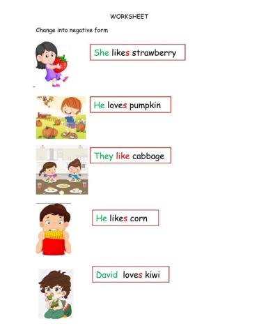 Worksheet Negative Form