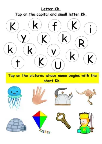 Tap on the capital and small letter Kk