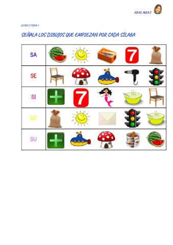Letra s: ficha 1