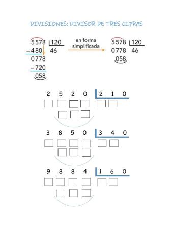 Divisiones: divisor de tres cifras