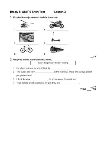 Brainy 5  UNIT 6 Short Test Lesson 3