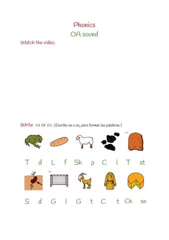 Phonics OA sound