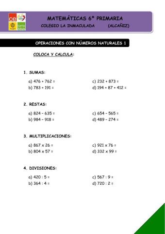 Operaciones con números naturales