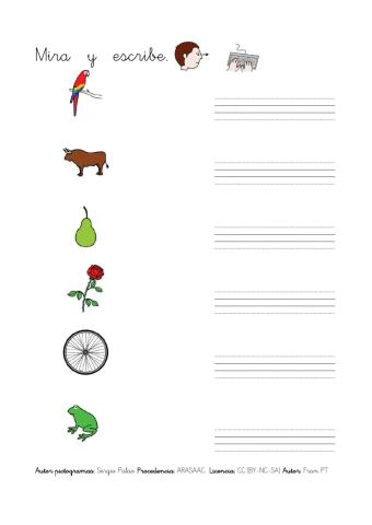 Escribir palabras letra r.