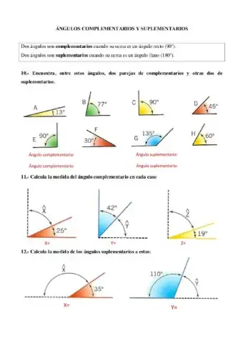 Ángulos complementarios y suplementarios