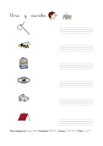 Escribir palabras con j.