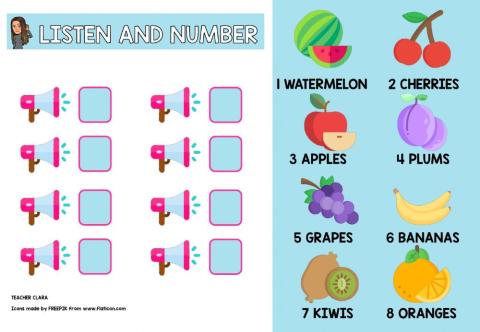 Listen and number fruits