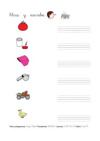 Escribir palabras con t.