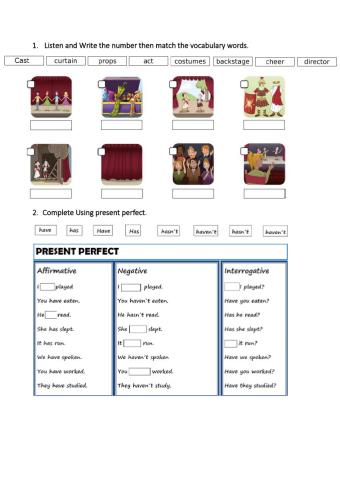 Inglés prueba general tema present perfect