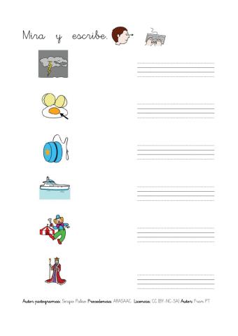 Escribir palabras con y.