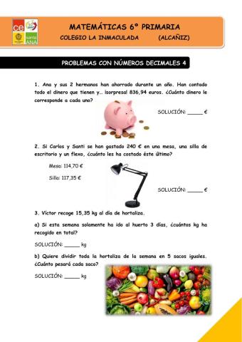 Problemas con números decimales