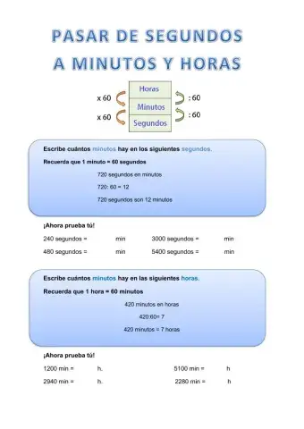 Pasar de segundos a minutos y horas