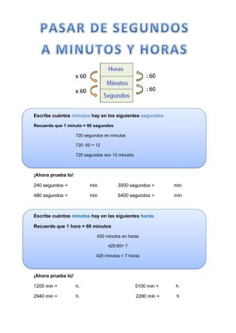 Pasar de segundos a minutos y horas