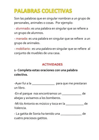 Palabras colectivas 3º Primaria