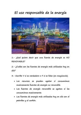 El uso responsable de la energía