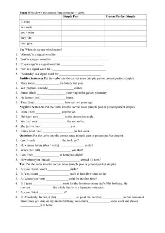 Present Perfect vs. Past Simple