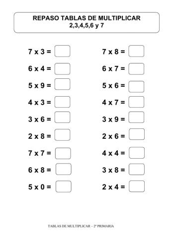 Multiplicaciones 2,3,4,5,6 y 7