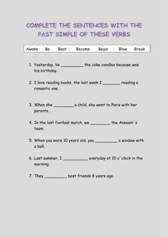 Past simple sentences