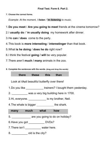 Final test.Class 6. part 2.