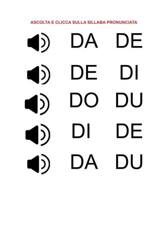 Ascolta e clicca sulla sillaba pronunciata