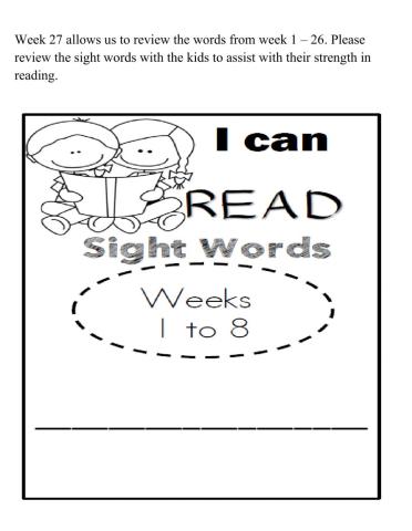 Sight Words Week -27