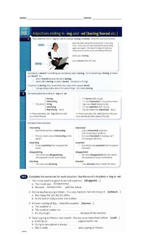 Adjectives with ing and ed