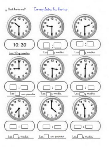 Relojes, horas en punto e y media