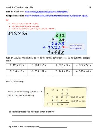 Multiplication - Tuesday