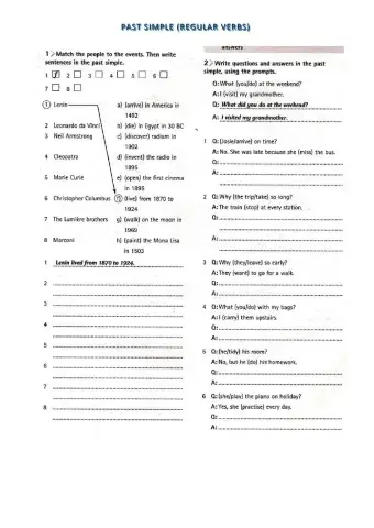 Past events regular verbs