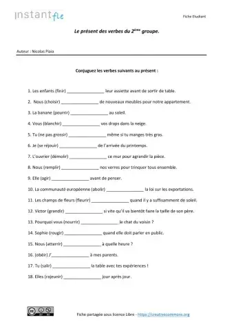 Le présent 2ième groupe