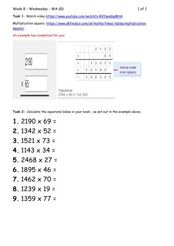 Multiplication - Wednesday --