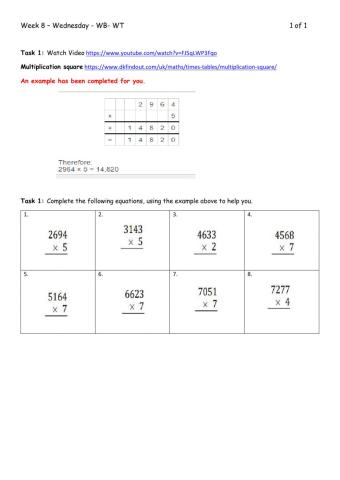 Multiplication - Wednesday -