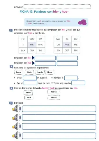 Ficha 2 PALABRAS EN HIE HUE