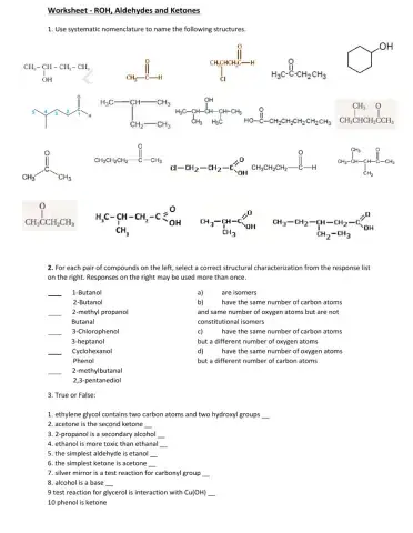 Revision - Oxygen – containing derivatives.