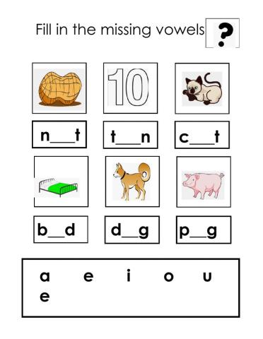 Short vowel review word box