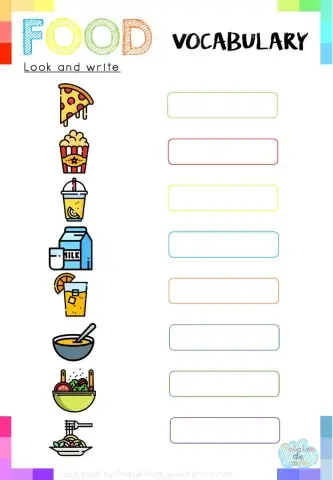 Look and write: Vocabulary food
