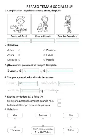 Repaso tema 6 sociales 1º