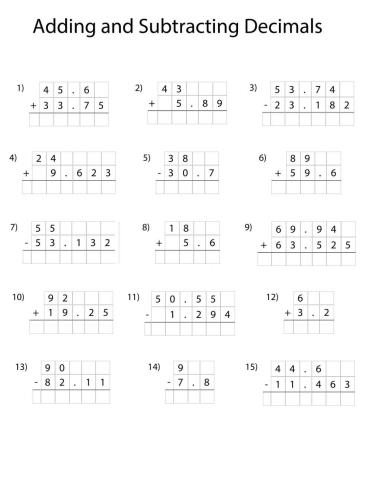 Adding and subtracting decimals