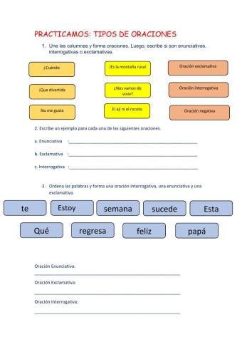 Tipos de oraciones