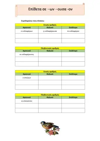 Επίθετα σε -ων -ουσα - ον