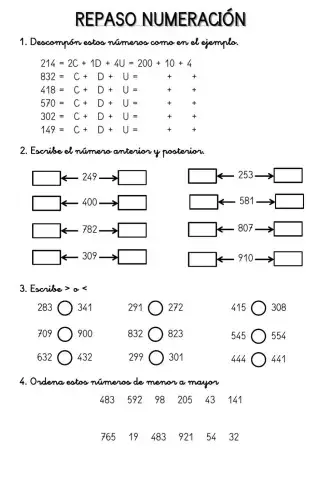 Numeración hasta 999