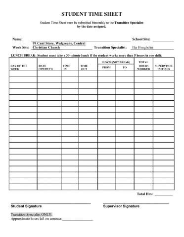 Student Time Sheets Week -8