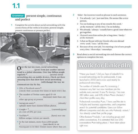 Present simple, present continuous, present perfect