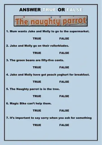 Choose true or false