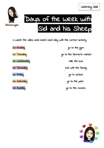 Listening - days of the week