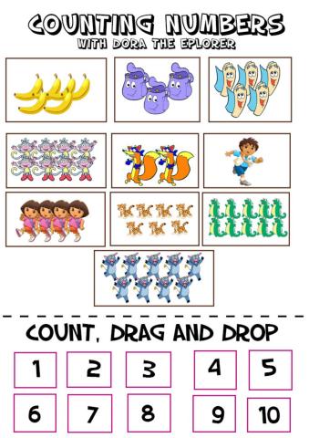 Numbers - Drag and drop - Dora the explorer