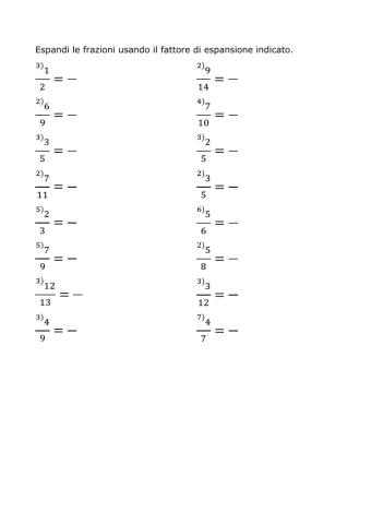 Espandere le frazioni