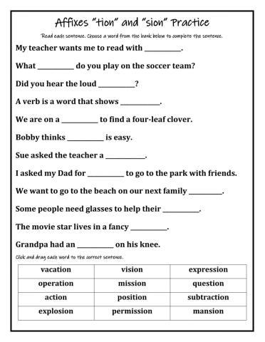 Affixes tion-sion