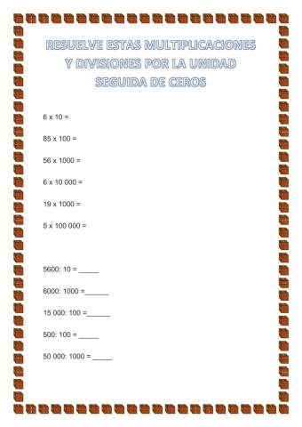 Unidad seguida de ceros sin decimales